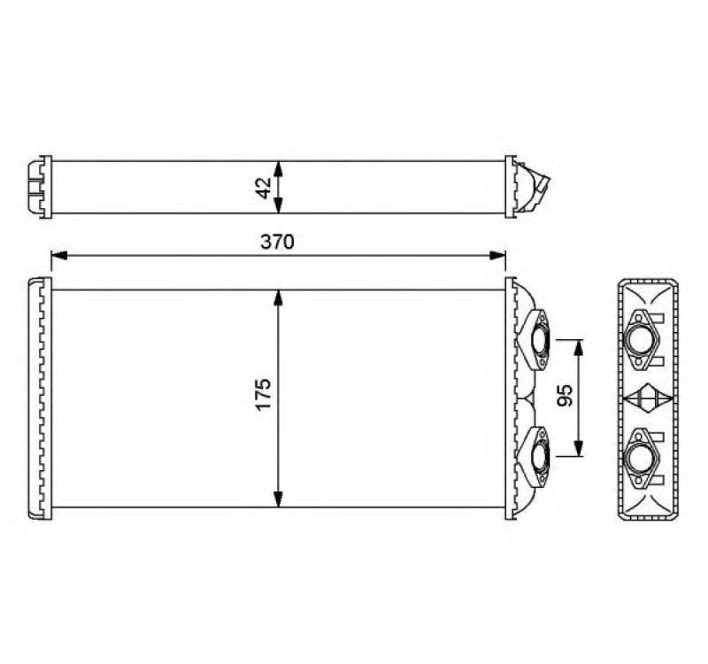 Радіатор пічки 175x370x42mm MAN (вир-во NRF)