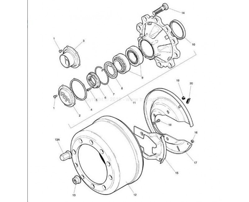 Ступиця ROR LM, LC барабанні гальма (5 болтів) 21224748, 14224748, 14225290