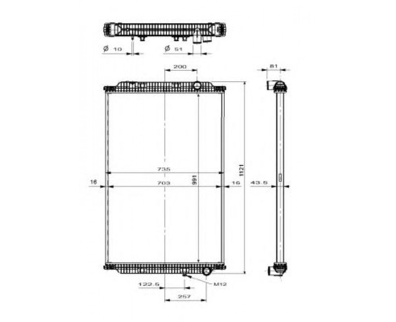 Радіатор двигуна (без рами) RVI PREMIUM 2 DXi11 10.05- (пр-во NRF)