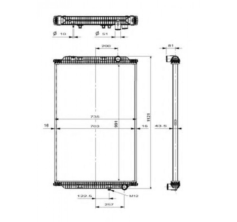 Радиатор двигателя (без рамы) RVI PREMIUM 2 DXi11 10.05- (пр-во NRF)