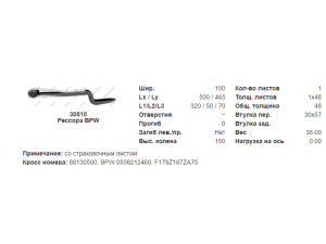 Ресора 1-лист. BPW (гусак) (вир-во Schomaecker) 0508212460