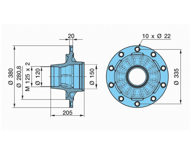 Ступиця BPW посилена (підшипник 65/90) 03.272.48.46.0