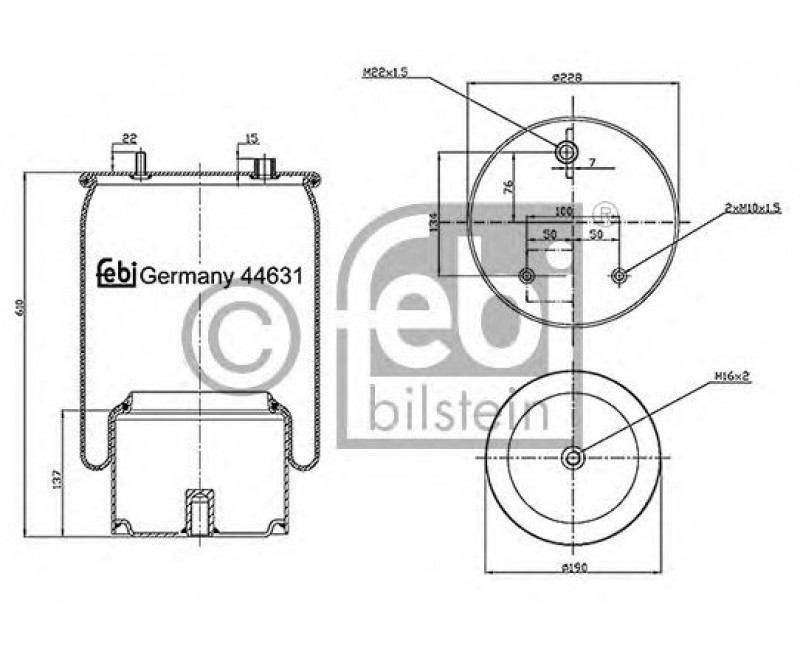 Подушка пневматична підвіски DAF CF, CF 75, CF 85, LF 55, XF, XF 105 01.01-