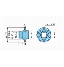 Ступиця BPW ECO 17,5-19,5 барабан (10 шпильок під гайку) підшипник 50/80