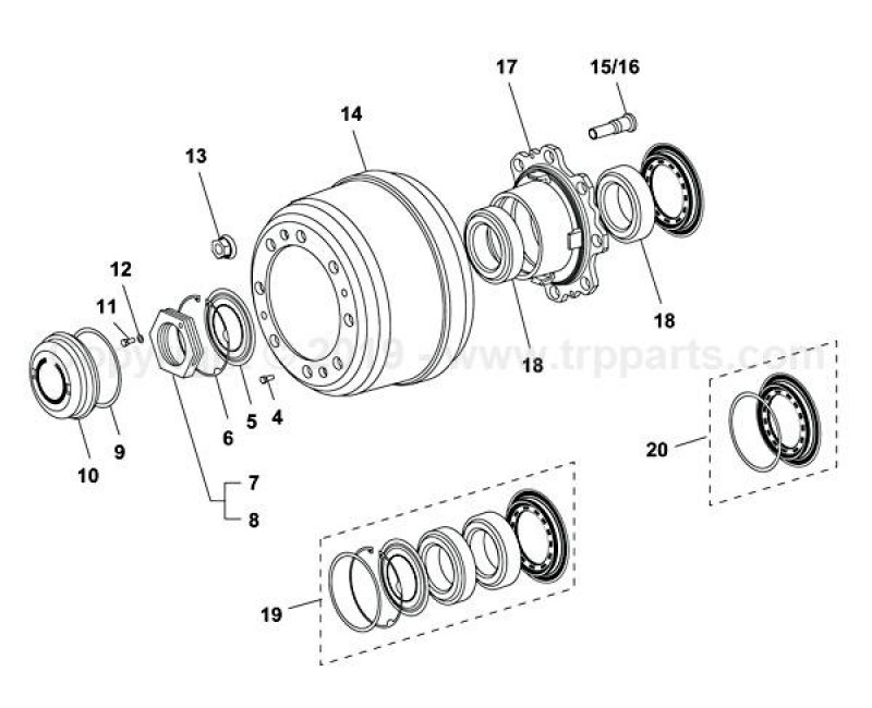 Ступиця SMB 19.5 (8 шпильок) тип С5 (360х203)