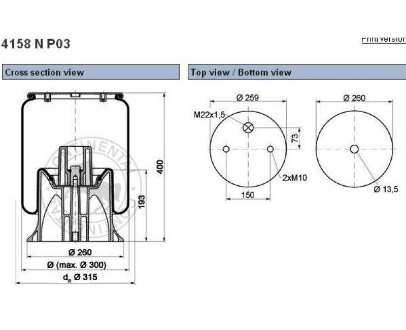 Стакан пневморесори  4158 (41582SP-CONTECH)