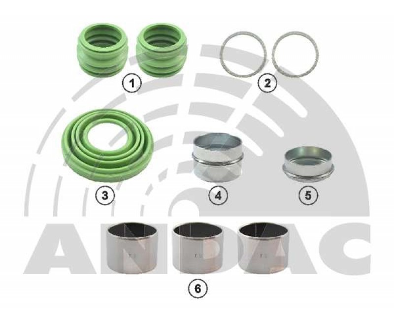 Р/к супорта WABCO 19,5-22,5 пильовики, втулки (пр-во Andtech)