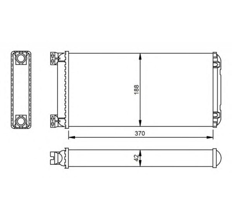 Радіатор пічки 188x370x42mm DAF 65CF, 75CF, 85CF, CF65, CF75, CF85, XF105 (вир-во NRF)