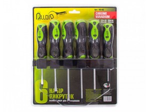 Набір викруток шліцевих та хрестових Alloid НО-6Б, 6 предметів + планка для кріплення