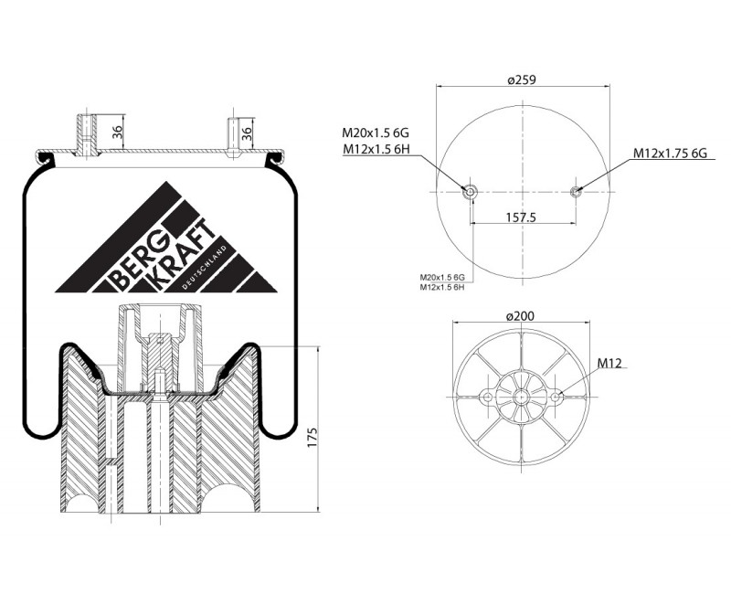 Склянка пневморесори 4157 (ПІД БОЛТ)