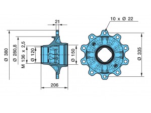 Ступиця BPW ECO посилена 12 т, вище ніж звичайна 03.272.43.12.0 (Вісь 24.40.744.054)