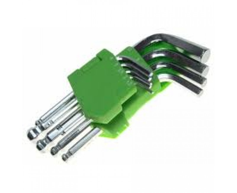 Набор ключей шестигранных с шаром,изогнутых удлиненных. 9 пр. 1,5-10мм