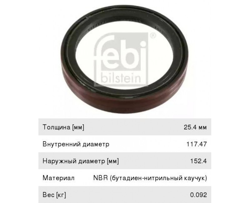 Сальник ступициі колеса 117,47/117,6x152,4x25,4 Meritor,SAF (вир-во Febi)