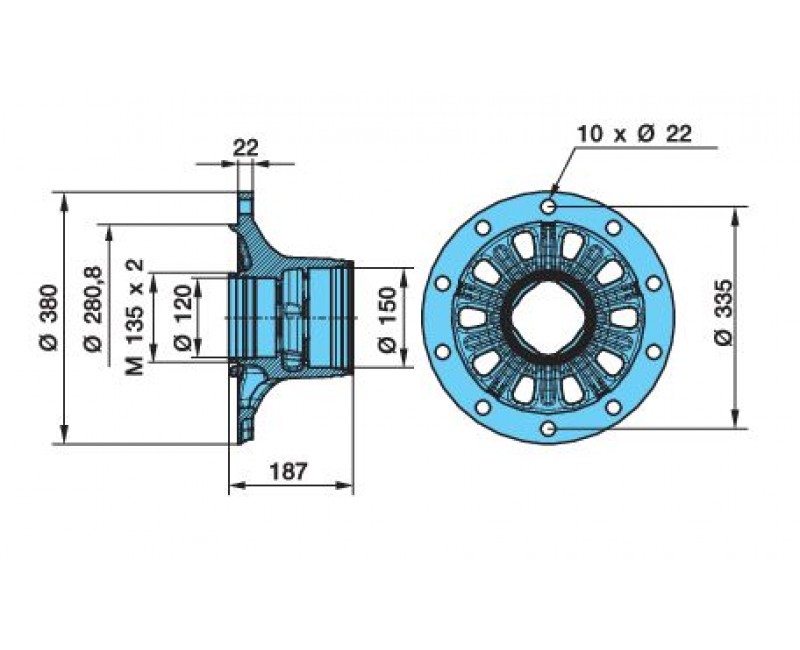 Ступица BPW ECO Plus 3 высокая (под болт) 03.272.43.28.0, 01.272.43.28.0, 03.272.43.53.0